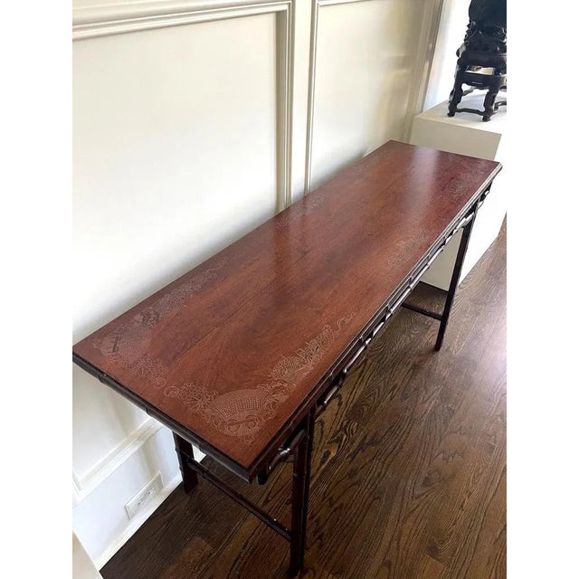 Late 19th Century Chinese Altar Table with Silver Wire Inlays For Sale - Image 4 of 12