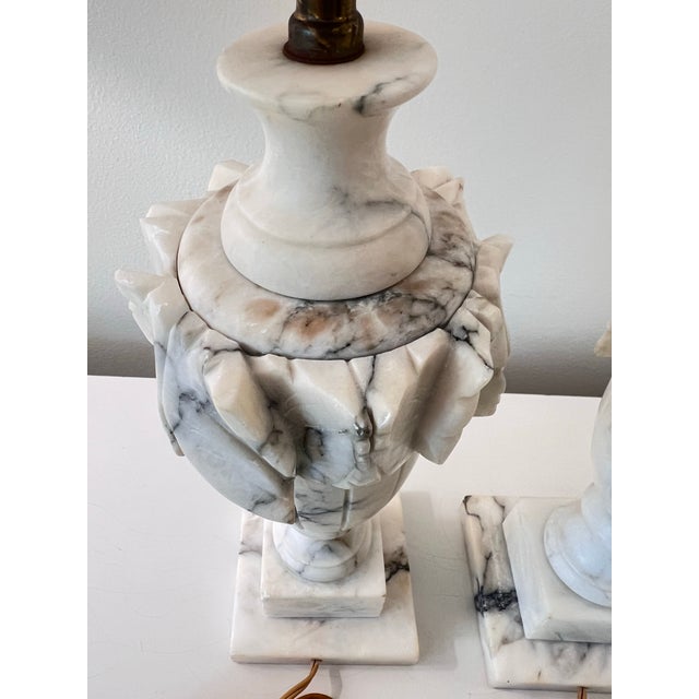 1940s Antique Marble Lamps - a Pair For Sale - Image 5 of 12