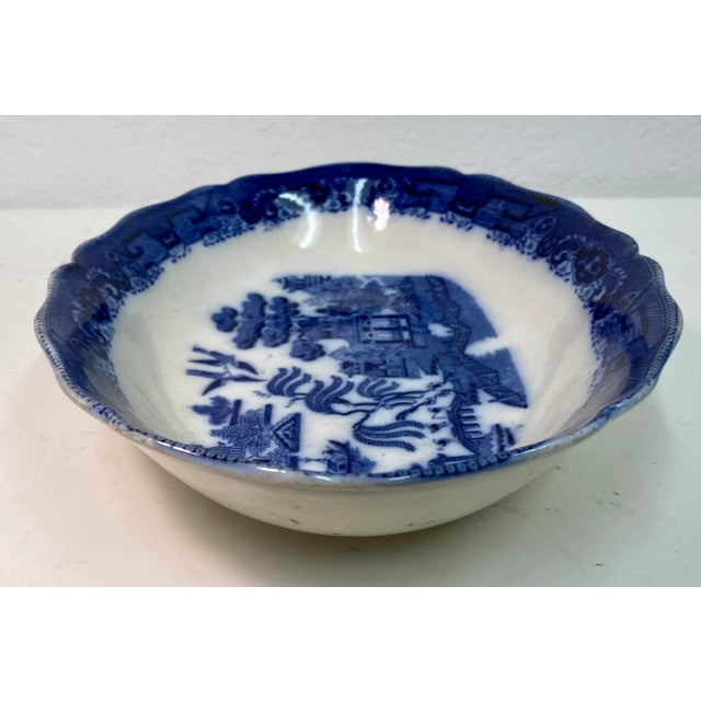 Antique Blue Willow Oval Serving Bowl Made in England. For Sale - Image 9 of 10