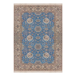 Hand-Knotted Wool and Silk Nain Rug For Sale