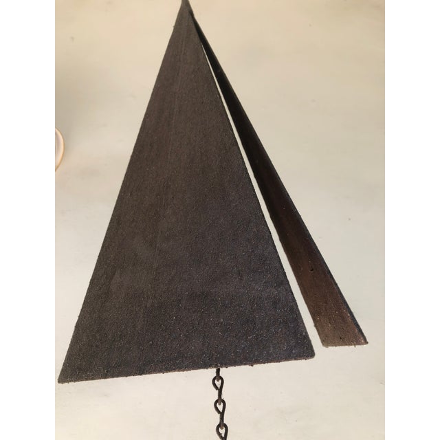 Mid Century Iron Wind Chime Heavy Hanging Distressed Iron Sculpture For Sale In Los Angeles - Image 6 of 11