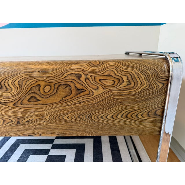 Peter Protzman for Herman Miller Zebrawood & Chrome Desk, Tubular Collection, 1970-1971 For Sale - Image 9 of 17