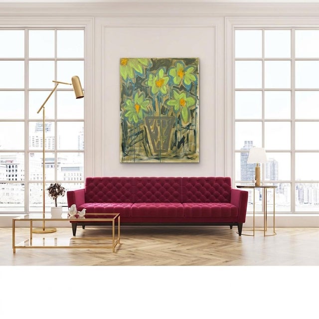 Dynamic Still Life with an Edge This powerful abstract painting, titled and signed by the artist 'KAMMY' on the lower...