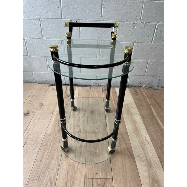 Modern Black and Brass Tea or Bar Cart, Vintage Design, Elegant Style For Sale - Image 10 of 11