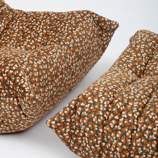 Vintage Togo Fireside Chair and Ottoman - Canyon Bloom Ligne Roset For Sale - Image 9 of 16