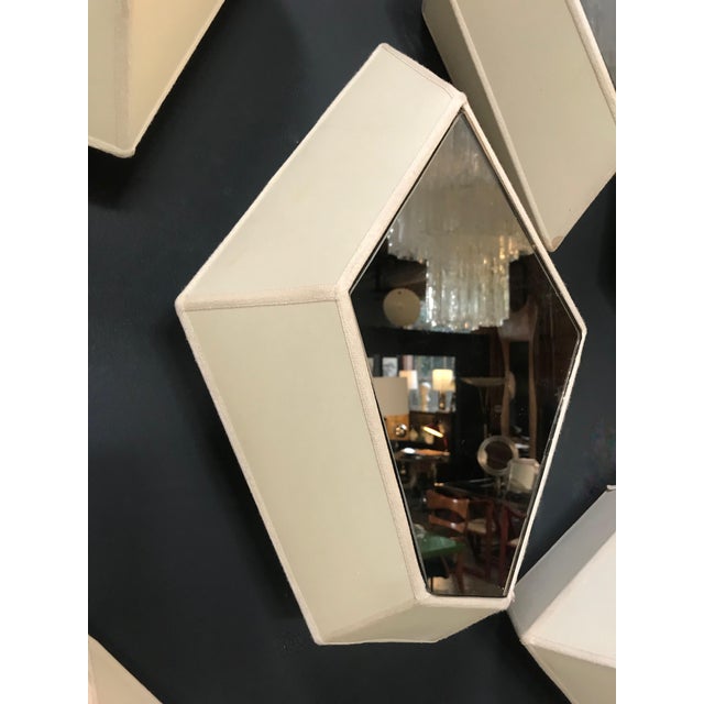 Mid-Century Polygonal Wall Sconces With Fabric and Mirror, Italy - a Pair For Sale In Los Angeles - Image 6 of 11