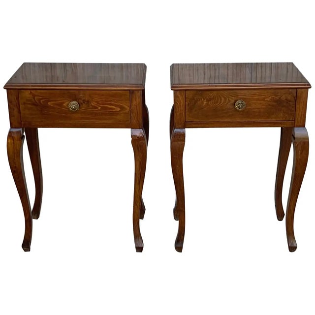 20th French Louis XV Style Walnut Bedside Tables - a Pair For Sale - Image 10 of 10