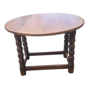 Early 20th Century Jacobean Low Oak Drop-Leaf Side Table