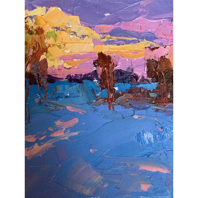 Sky Blue Oil Painting in the Evening in the Cold Oksana Ivanyuk For Sale - Image 8 of 12