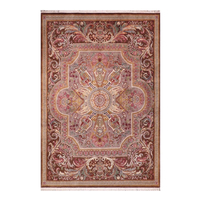 Art Nouveau Firdous Pak-Persian Brown/Brown Wool Rug - 9'1'' X 12'2'' For Sale
