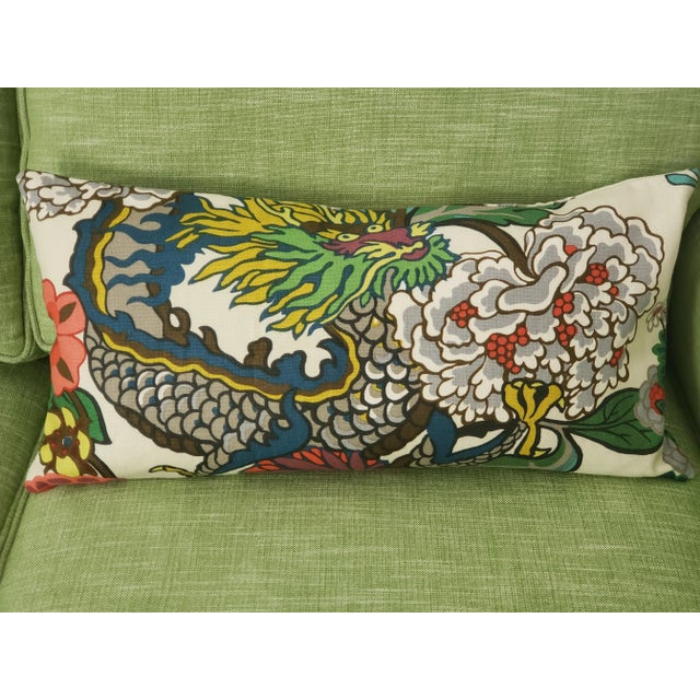 Contemporary Schumacher Chiang Mai Dragon Lumbar Pillow in Alabaster - Double-Sided For Sale - Image 9 of 9