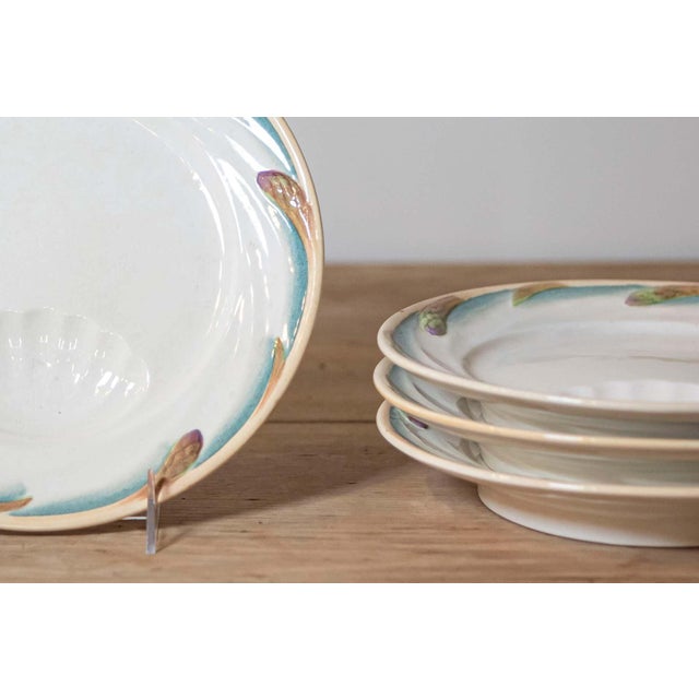 Late 19th Century French Late 19th Century Sarreguemines Asparagus Plates with Shell Shaped Hole For Sale - Image 5 of 5