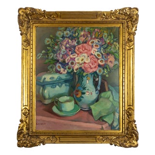 Flower Still Life, 20th Century, Oil Painting, Framed For Sale