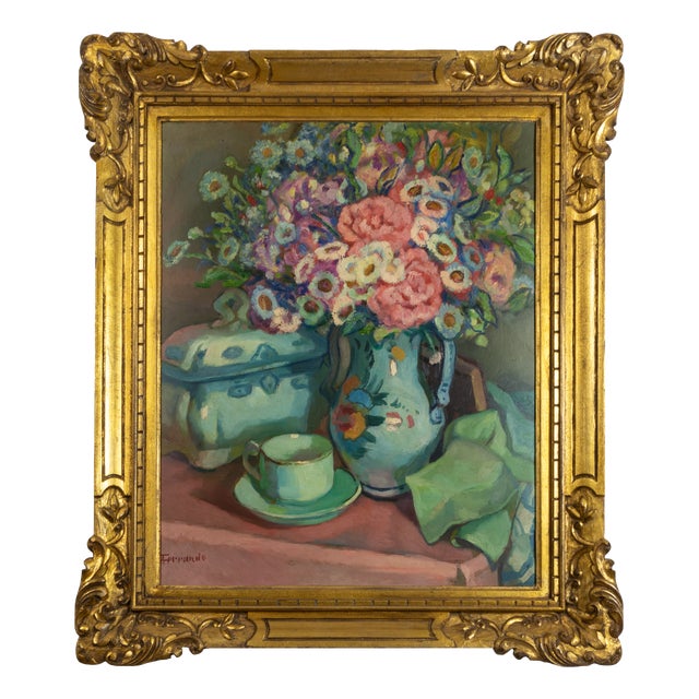 Flower Still Life, 20th Century, Oil Painting, Framed For Sale