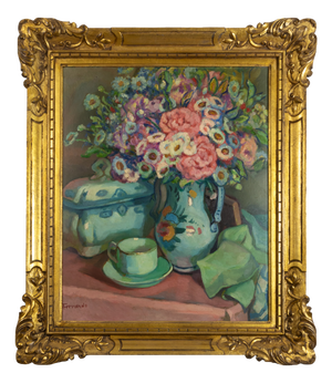 Flower Still Life, 20th Century, Oil Painting, Framed