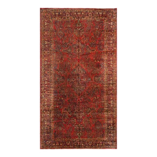 Pasargad Home Antique Sarouk Wool Area Rug- 8' 9" X 16' 2" , Red For Sale