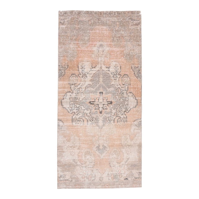 1970s Vintage Turkish Handmade Wool Cotton Orange Runner Rug For Sale