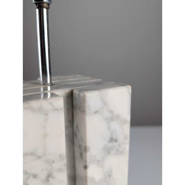 White Art Deco Carrara Marble Table Lamp Base, 1940s For Sale - Image 8 of 13