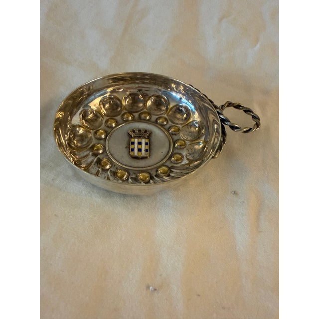 French Antique French Sterling Silver Wine Taster (Tastevin) With Insignia For Sale - Image 3 of 8