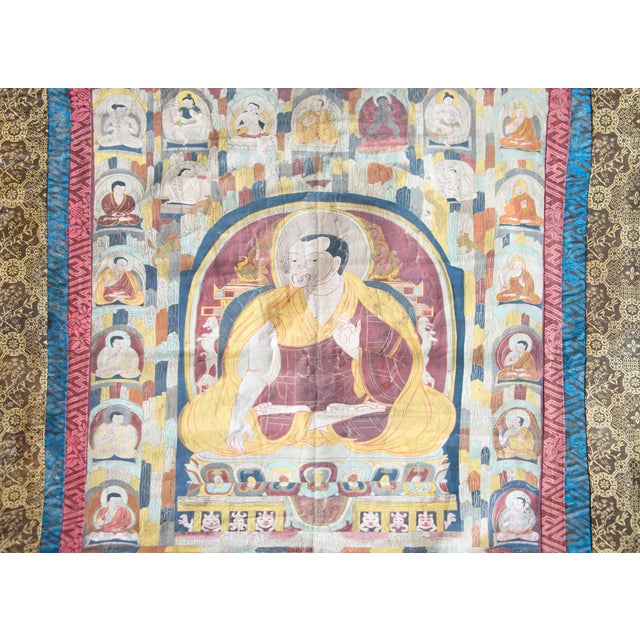 Late 19th Century Late 19th Century Thangka with the Portrait of a Tibetan Monk For Sale - Image 5 of 11