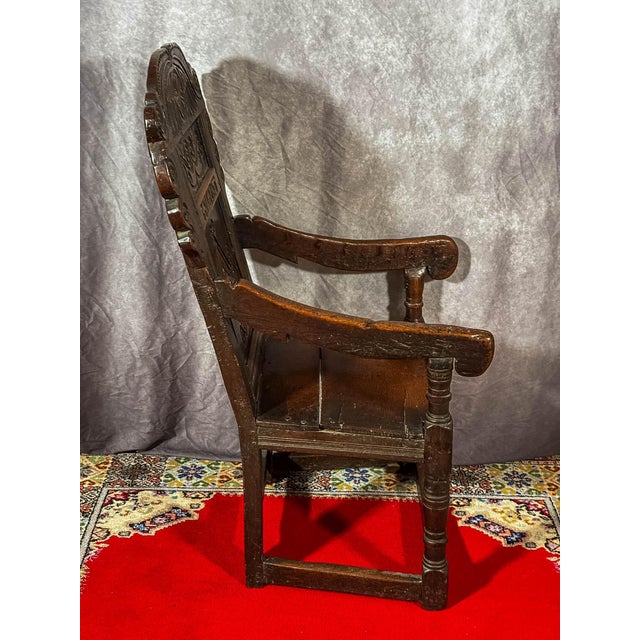 A Rare and Important 17th-Century English Wainscot Chair Dated 1664, From Little Wolford Manor, Warwickshire This...