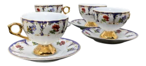 Vintage Espresso Demitasse Cup & Saucer Set - Setting for Four (4) - 8 Pieces