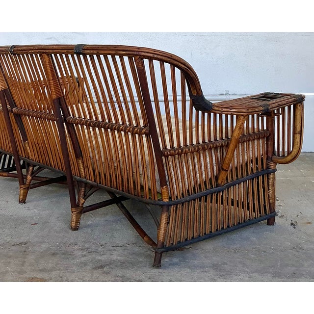 Wood Vintage Stick Rattan Sofa After Bielecky Brothers For Sale - Image 7 of 12