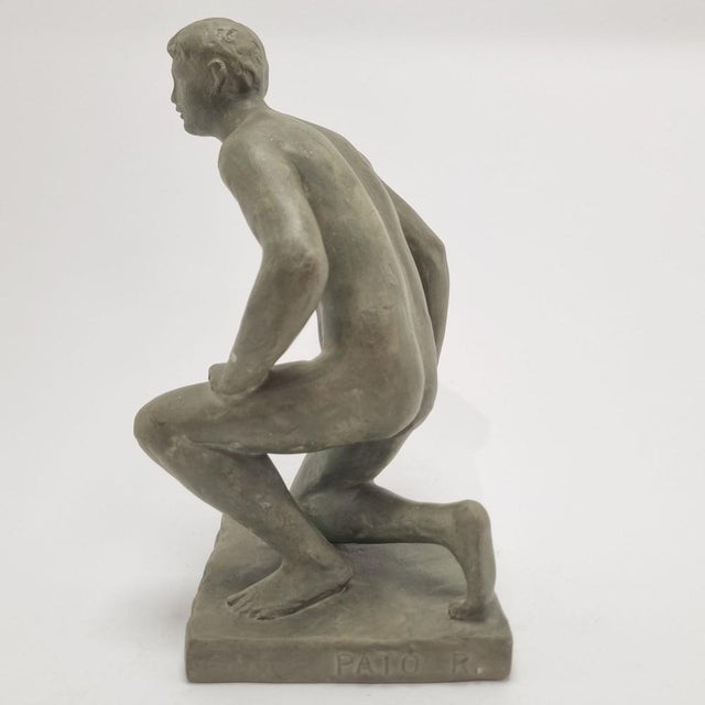 Vintage Terracotta Sculpture Ball Thrower by Róza Pató, 1980s For Sale - Image 3 of 12