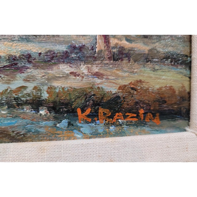 Impressionist Countryside Landscape Oil Painting by K. Razin, Framed For Sale - Image 4 of 7