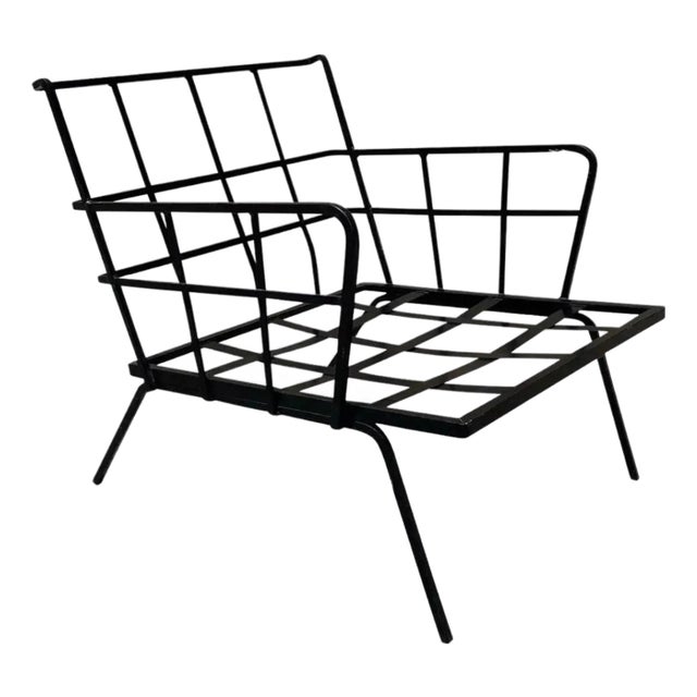 Vintage Mid Century Modern Wrought Iron Arthur Umanoff Style Lounge Chair For Sale
