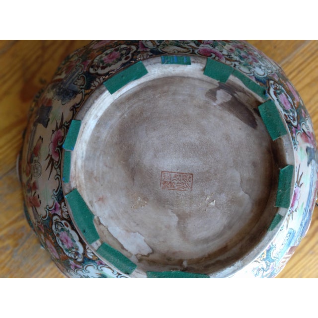 Early 20th Century Chinese Export Famille Rose Porcelain Mandarin Punch Bowl With Stand For Sale - Image 4 of 9