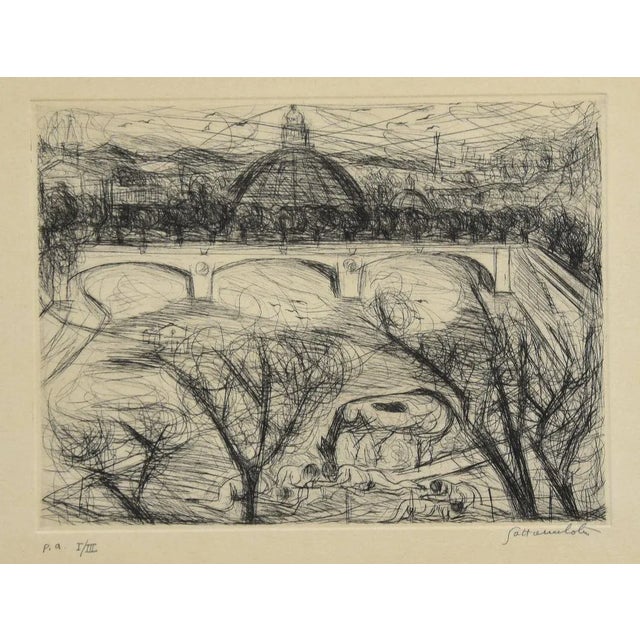View of Rome - Original Etching by N. Gattamelata - Late 20th Century Late 20th Century For Sale - Image 3 of 3