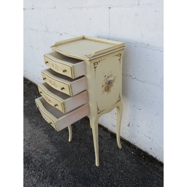 French Shabby Chic Painted Tall Narrow Nightstand Side End Table 6327 For Sale - Image 15 of 15