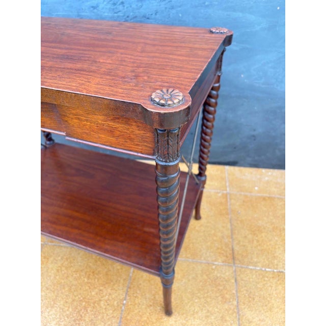 English Jacobean Revival Barley Twist Side Table With Drawer, 20th Century For Sale - Image 9 of 10