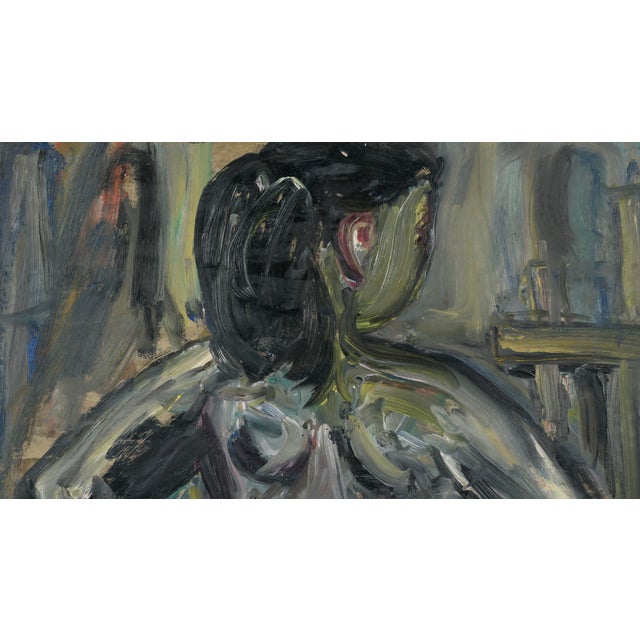 Abstract Expressionism Bay Area Abstract Expressionist Standing Nude From Behind in Oil on Cardboard by Honora Berg For Sale - Image 3 of 6