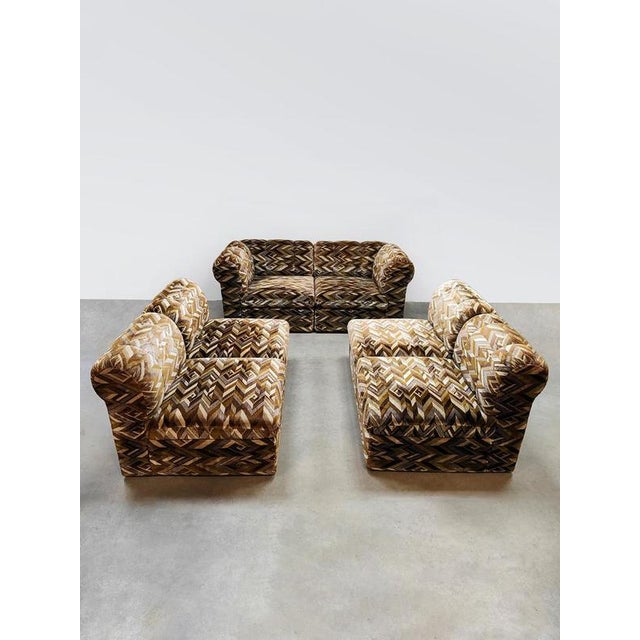 1970s Vintage Modular Sofa with Geometric Pattern, 1970s, Set of 6 For Sale - Image 5 of 9