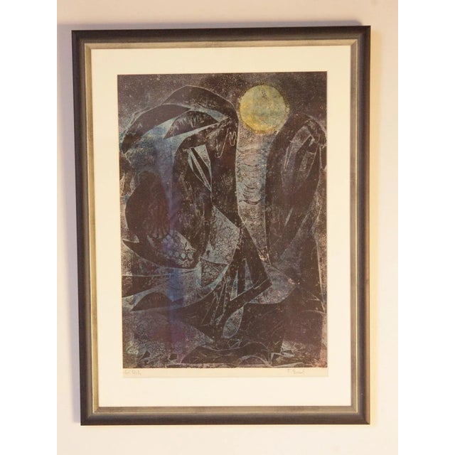 Frantisek Emler, Lovers in Moonlight, Oil on Paper, 1965, Framed For Sale - Image 13 of 13