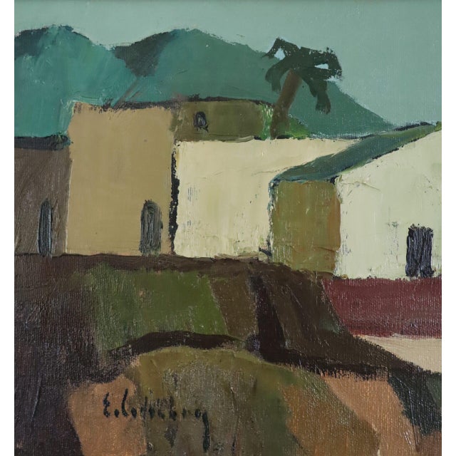 Mid-Century Modern 'Sunlit Village' Vintage Original Landscape Oil Painting by Swedish Artist Eric Cederberg (1897-1984), Framed For Sale - Image 12 of 13