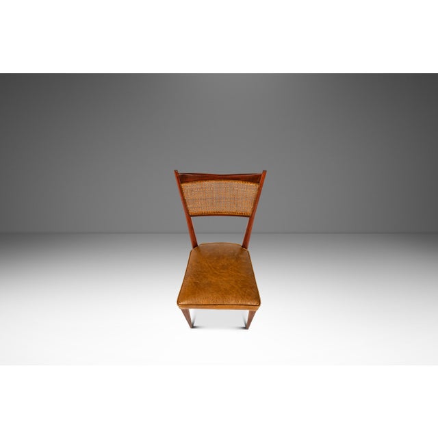 Brown Rare Mid-Century Modern Model 7001 Side Chair in Walnut & Leather Attributed to Paul McCobb for Directional, Usa, C. 1950's For Sale - Image 8 of 18