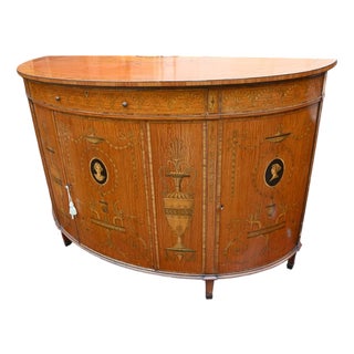 Regency Adams Style Demi Lune Cabinet in Satinwood For Sale