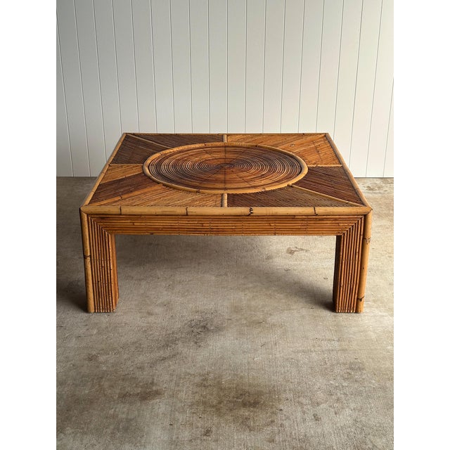 Sunburst Rattan Coffee Table, Attributed to Vivai Del Sud, Italy, 1970s For Sale - Image 10 of 15