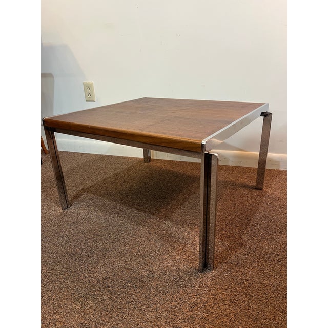 Stow & Davis Mid-Century Modern Electa Stow Davis Walnut and Chrome Coffee Table For Sale - Image 4 of 8