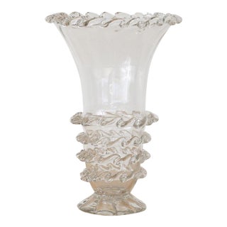 1930s Spanish Scalloped Glass Vase For Sale