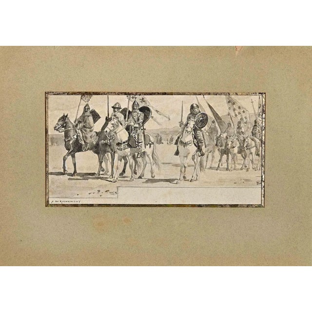 The Crusades is a drawing realized by Alfred de Richemont (1857-1911) in the late 19th Century. Pencil, Ink, and...