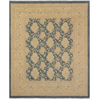 1990s Shabby Chic Sun-Faded Charcoal/Lt. Tan Hand-Knotted Rug - 7'8 X 9'3 For Sale