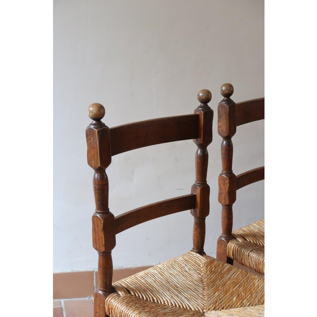 Oak and Rush Dining Chairs in the style of Charles Dudouyt, France, 1940s, Set of 6 For Sale - Image 9 of 18