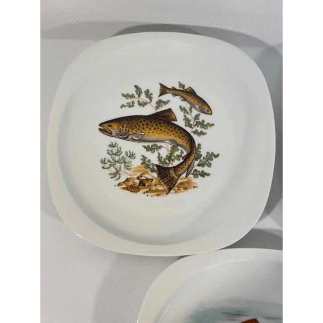 1940s-50s French Limoges Fish Plates - Set of Five For Sale - Image 9 of 17