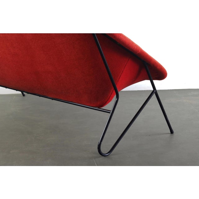 Metal Vintage Italian Modern Sling Sofa with Iron Frame and Original Red Upholstery For Sale - Image 7 of 10
