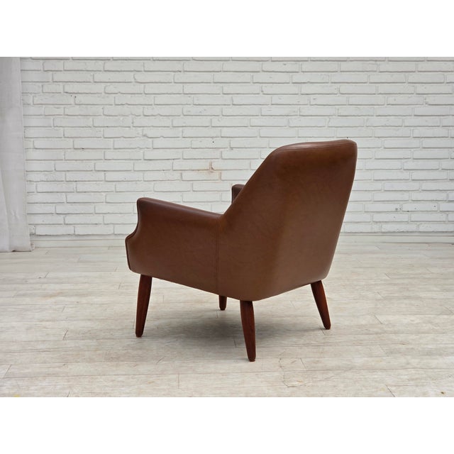 Danish Leatherette Armchair with Teak Legs, 1970s For Sale - Image 13 of 18