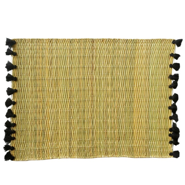 Lola Placemat With Tassel, Set of 2 Black For Sale